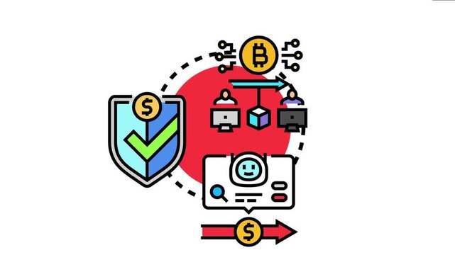 Secure blockchain transaction ensuring safe money transfer between users, digital currency movement and financial technology concepts in a decentralized network
