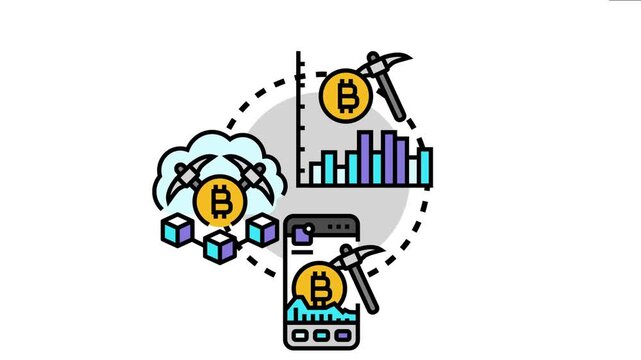 Blockchain mining hijack concept a hacking situation accessing digital cryptocurrency, stealing virtual money through cloud computing and mobile device operations