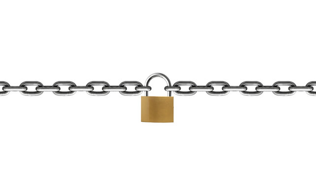 Metal Chain with Padlock on Transparent Background PNG