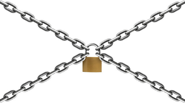Metal Chain with Padlock on Transparent Background PNG