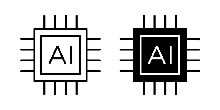 Ai tech icon simple symbols bundle