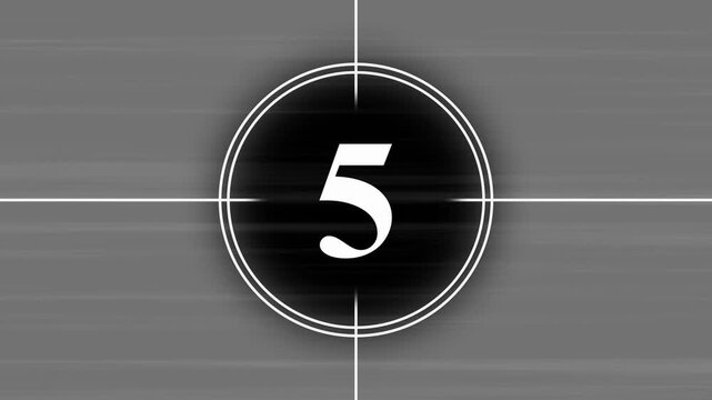 countdown movie from 5 to 0 number old film timer count in grey retro style vintage video timer, best suitable for your cinema, movie or footage countdown on the target, old movie countdown 4K
