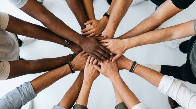 Hands forming a circle in a unity gesture
