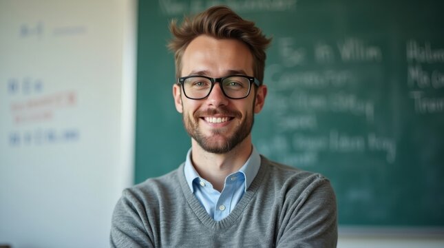 Profesor joven var&oacute;n con un su&eacute;ter moderno