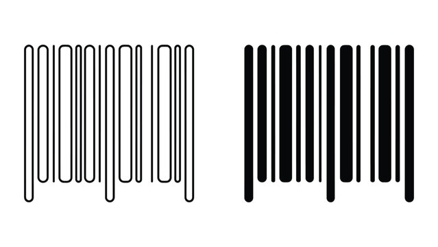 Barcode icon in outline and solid fill styles for product identification and scanning