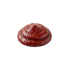 Naklejka premium Close-up of glossy red meat patty with rich texture on white background