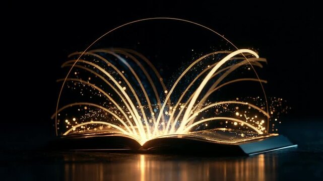 Cinematic Shot of a Glowing Digital Book for Secure Finance Concept