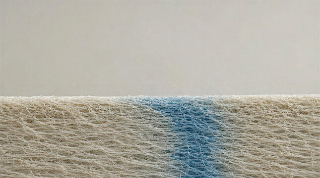 Porous fibrous material absorbing blue liquid showing diffusion