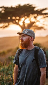 Golden Hour Traveler Portrait Waiting in Airport Terminal Glow