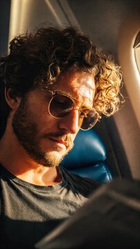Man Resting in Transit Seat With Golden Light