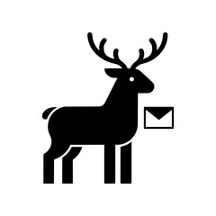 Fototapeta premium Premium Neo Minimal Reindeer Reading Christmas Letter icon featuring a charming holiday storytelling scene. Perfect for Christmas cards, children's products, seasonal branding, websites, and scalable 