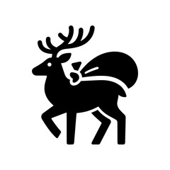 Fototapeta premium Premium Neo Minimal Reindeer with Christmas Stocking icon featuring a classic holiday gift symbol. Perfect for Christmas promotions, greeting cards, gift shops, websites, and scalable SVG icon collect