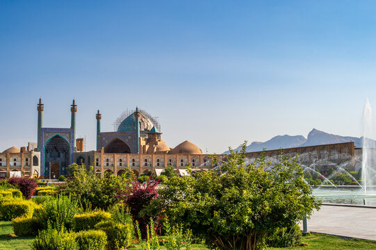Shah Mosque and gardens of Naqsh-e Jahan Square in Isfahan