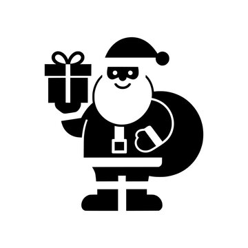 Premium Neo Minimal Santa Delivering Gifts icon featuring Santa handing out presents in a clean geometric style. Ideal for Christmas marketing, websites, seasonal campaigns, and scalable SVG icon coll