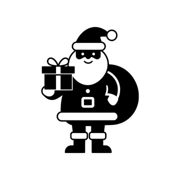 Premium Neo Minimal Santa Delivering Gifts icon featuring Santa handing out presents in a clean geometric style. Ideal for Christmas marketing, websites, seasonal campaigns, and scalable SVG icon coll