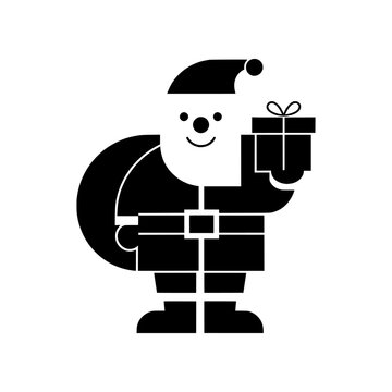 Premium Neo Minimal Santa Delivering Gifts icon featuring Santa handing out presents in a clean geometric style. Ideal for Christmas marketing, websites, seasonal campaigns, and scalable SVG icon coll