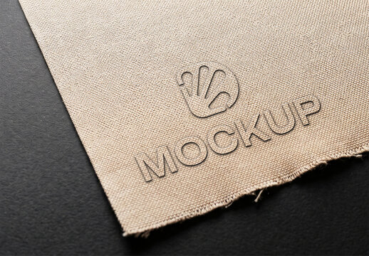 Burlap Fabric Deboss Logo Mockup