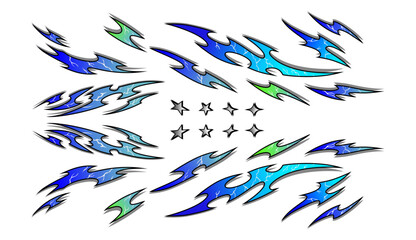 Blue and green tribal livery design with stars for drift cars or racing cars © Neocozmo Graphic