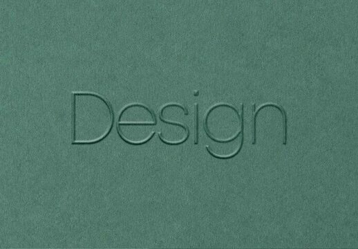 Embossed Design Text Logo Mockup on Green Paper Texture