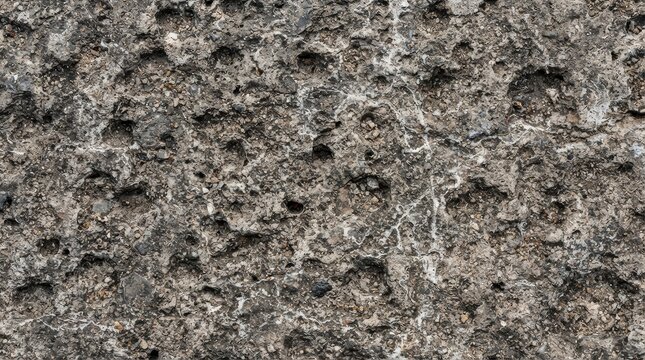 Detailed macro photograph of a rough gray concrete surface texture