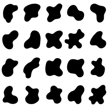 Organic Blob Shapes Collection, Black Abstract Fluid Spot Vector Illustration