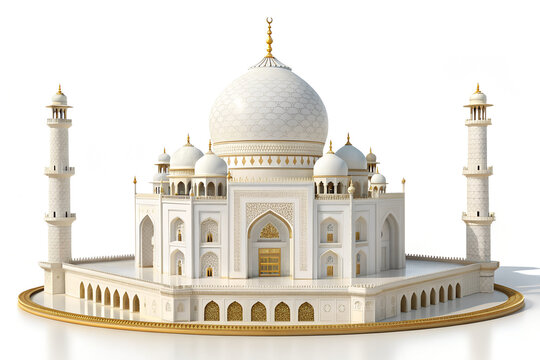 Iconic white marble mausoleum architecture monument isolated on white background