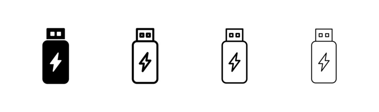 Usb icon logo design. Flash disk sign and symbol. flash drive sign. usb charging