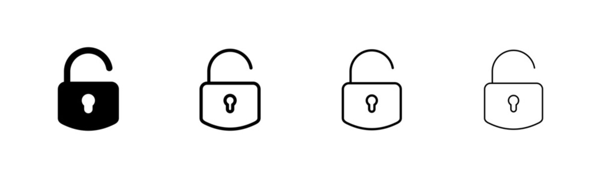 Unlock icon logo design. Unlock sign and symbol. unlocked padlock icon