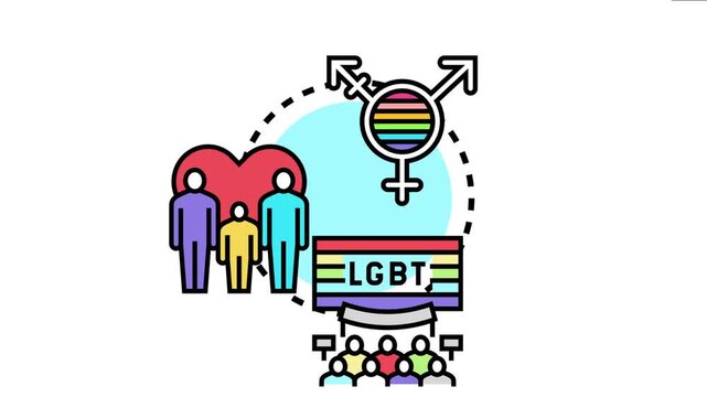 Bisexual pride concept showing gender symbols, queer people, and a diverse community advocating for equality, acceptance, and social rights