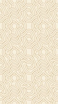 Seamless wavy line pattern with abstract golden swirls on cream background