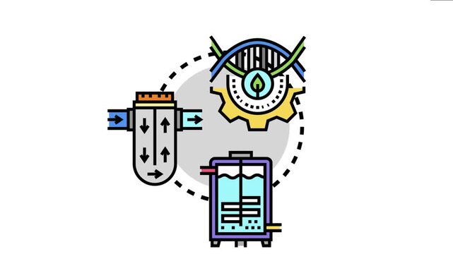 Biotech bioreactor purification stage involving filtration and mixing processes to achieve clean separation, representing a crucial step in biotechnology for product purity and quality