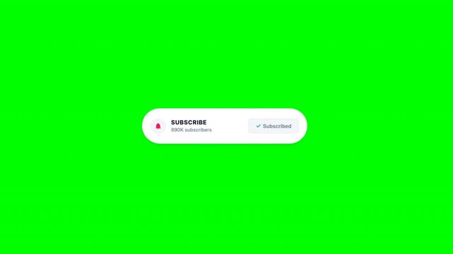 Animated subscribe button pop up alert on green screen