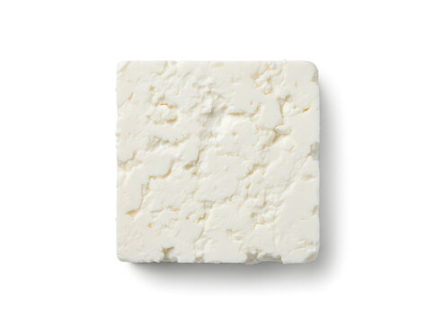 Griechischer Feta-K&auml;seblock isoliert auf Wei&szlig;