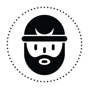 Minimalist bearded man icon with a cap isolated on white background for branding
