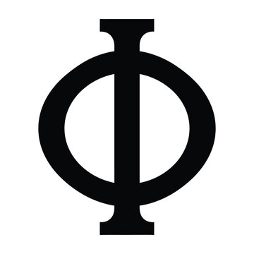 Phi symbol black icon on white background