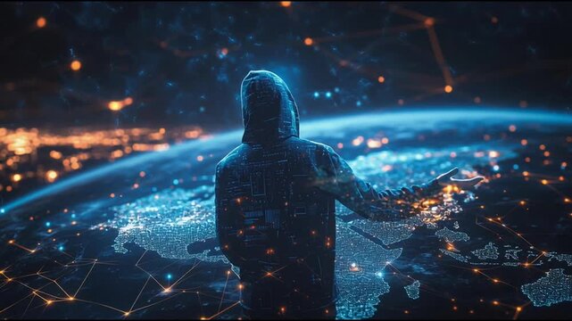 Hackers are planning to hack and attack Zeroday networks and cyber security systems in Smart digital city with connection network reciprocity over the cityscape . Concept of future smart wireless city