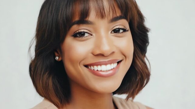 Happy, confident woman in professional setting.