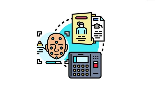 Biometric login verification process involving facial recognition scanning a user's face to access system credentials and ensure secure access control