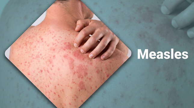 Measles Rash on Human Skin Close Up - Medical Illustration of Viral Infection Symptoms, Red Spots and Skin Condition Diagnosis