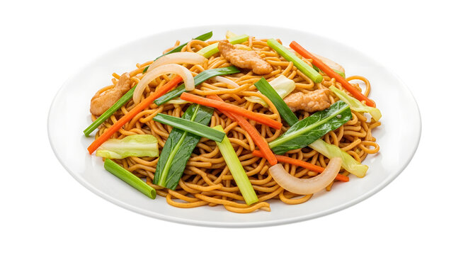 Delectable lo mein noodles with shrimp and fresh vegetables a flavorful asian dish isolated on transparent background