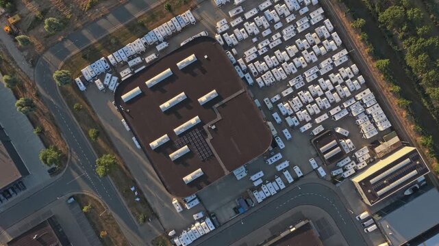 Aerial view of a caravan and campervan storage facility