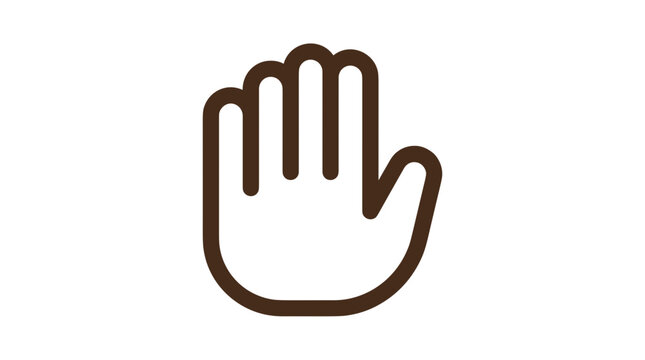 A simple graphic illustration of a brown hand with fingers spread in a stop gesture.