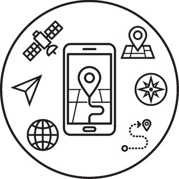 Mobile Navigation Location Technology Vector Graphic
GPS Map Location Tracking Vector Icon