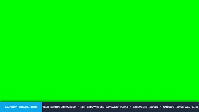 Breaking news bottom banner scroll ticker on green screen