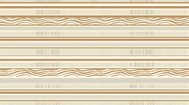 Seamless ethnic horizontal pattern with beige stripes and waves