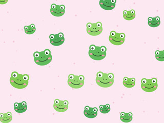 Fototapeta premium Cute Pond Frogs Whimsical Kids Background
