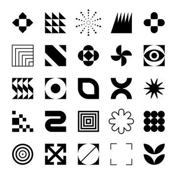 Set of abstract geometric shapes, vector isolated
