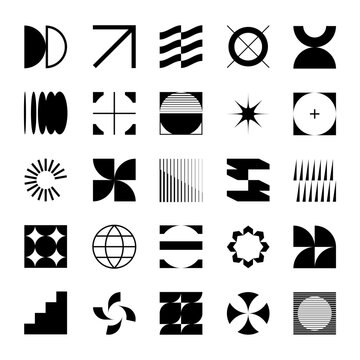 Set of abstract geometric shapes, vector isolated