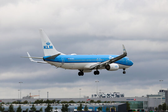 PH-BGC KLM Royal Dutch Airlines Boeing 737-8K2 is landing at Schiphol Amsterdam Airport