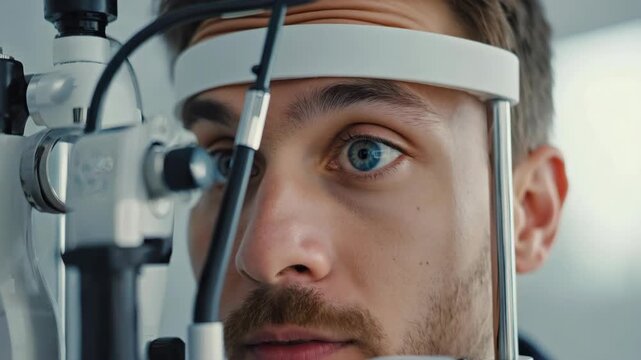 A man is undergoing an eye examination.